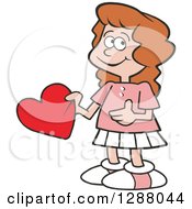 Sweet Caucasian Girl Holding A Valentine Heart