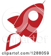 Clipart Of A Modern Flat Design Of A Red And White Rocket Royalty Free Vector Illustration