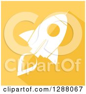 Poster, Art Print Of Modern Flat Design Of A White Rocket With A Shadow On Yellow