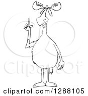 Clipart Of A Black And White Knowledgeable Moose Making A Point Royalty Free Vector Illustration