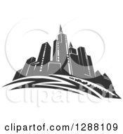 Poster, Art Print Of Dark Gray City Skyscraper Skyline 2