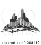 Poster, Art Print Of Dark Gray City Skyscraper Skyline 3