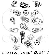 Poster, Art Print Of Black And White And Grayscale Soccer Balls 2