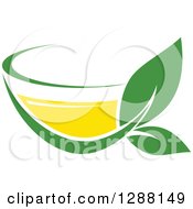 Green And Yellow Tea Cup With Leaves 5