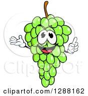 Clipart Of A Talking Green Grapes Character Royalty Free Vector Illustration