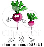 Clipart Of Beets Or Radishes With Hands And A Face Royalty Free Vector Illustration
