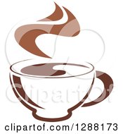 Clipart Of A Two Toned Brown And White Steamy Coffee Cup 3 Royalty Free Vector Illustration