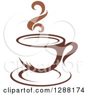 Poster, Art Print Of Two Toned Brown And White Steamy Coffee Cup On A Saucer 12