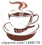 Poster, Art Print Of Two Toned Brown And White Steamy Coffee Cup On A Saucer 13