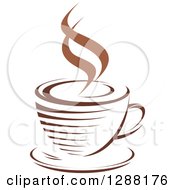 Poster, Art Print Of Two Toned Brown And White Steamy Coffee Cup On A Saucer 14