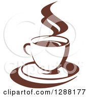 Poster, Art Print Of Two Toned Brown And White Steamy Coffee Cup On A Saucer 15