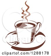 Poster, Art Print Of Two Toned Brown And White Steamy Coffee Cup On A Saucer 16