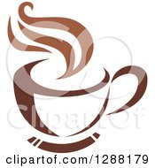 Poster, Art Print Of Two Toned Brown And White Steamy Coffee Cup On A Saucer 17