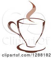 Poster, Art Print Of Two Toned Brown And White Steamy Coffee Cup On A Saucer 21