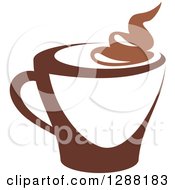 Clipart Of A Two Toned Brown And White Steamy Coffee Cup 5 Royalty Free Vector Illustration