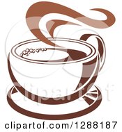 Poster, Art Print Of Two Toned Brown And White Steamy Coffee Cup On A Saucer 19