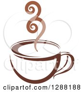 Clipart Of A Two Toned Brown And White Steamy Coffee Cup 2 Royalty Free Vector Illustration