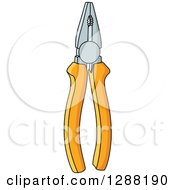 Clipart Of A Pair Of Orange Pliers Royalty Free Vector Illustration by Vector Tradition SM