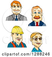 Poster, Art Print Of Cartoon Avatars Of Caucasian Businessmen And A Contractor