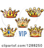 Poster, Art Print Of Gold Cartoon Crowns With Vip Text