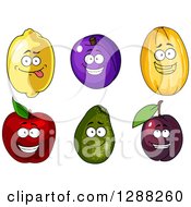 Poster, Art Print Of Lemon Plum Canary Melon Red Apple And Avocado Characters