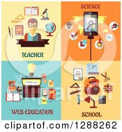 Poster, Art Print Of Flat Modern Styled Teacher Science Web Education And School Designs