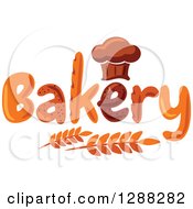 Chef Hat Shaped Muffin Or Bread Loaf Over Bakery Text And Wheat
