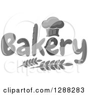 Grayscale Chef Hat Shaped Muffin Or Bread Loaf Over Bakery Text And Wheat