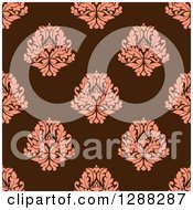 Poster, Art Print Of Seamless Background Design Pattern Of Pink Damask Over Brown