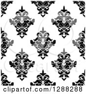 Poster, Art Print Of Seamless Background Design Pattern Of Black And White Damask 12