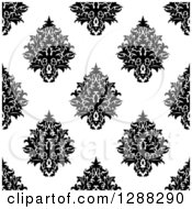 Poster, Art Print Of Seamless Background Design Pattern Of Black And White Damask 11