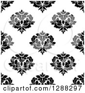 Poster, Art Print Of Seamless Background Design Pattern Of Black And White Damask 10