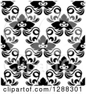 Poster, Art Print Of Background Pattern Of Seamless Black Flowers On White