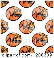 Clipart Of A Seamless Basketball Face Background Pattern 3 Royalty Free Vector Illustration