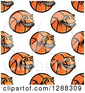 Poster, Art Print Of Seamless Basketball Face Background Pattern 3