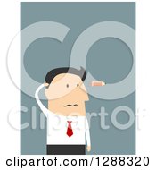 Poster, Art Print Of Flat Modern Design Styled White Businessman With A Burnt Out Pencil Flying Like A Bullet By His Head Over Blue