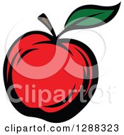 Poster, Art Print Of Red Apple With A Green Leaf