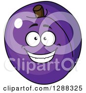 Clipart Of A Happy Plum Character Royalty Free Vector Illustration