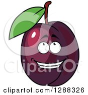 Clipart Of A Happy Plum Character Looking Up Royalty Free Vector Illustration