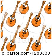 Clipart Of A Seamless Background Pattern Of Happy Banjos Royalty Free Vector Illustration