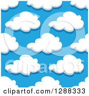 Poster, Art Print Of Seamless Pattern Background Of Puffy Clouds In A Blue Sky 2