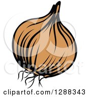 Clipart Of A Yellow Onion Royalty Free Vector Illustration