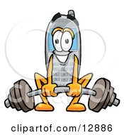 Poster, Art Print Of Wireless Cellular Telephone Mascot Cartoon Character Lifting A Heavy Barbell