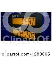 Poster, Art Print Of 3d Gas Pump Putting People Into Debt From Expensive Gas Over A Blue Map