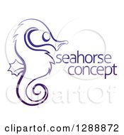 Poster, Art Print Of Dark Blue Sketched Seahorse In Profile With Sample Text