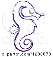Clipart Of A Dark Blue Sketched Seahorse In Profile Royalty Free Vector Illustration