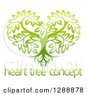 Poster, Art Print Of Gradient Green Heart Shaped Tree With Roots And Leafy Branches Over Sample Text