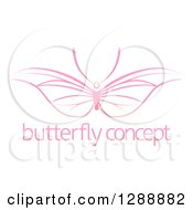 Clipart Of A Pink Butterfly With Wide Wings Over Sample Text Royalty Free Vector Illustration