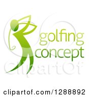 Poster, Art Print Of Gradient Green Man Golfing With Sample Text