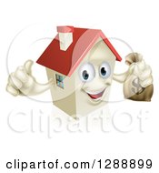 Poster, Art Print Of Happy House Character Holding A Thumb Up And A Dollar Money Bag